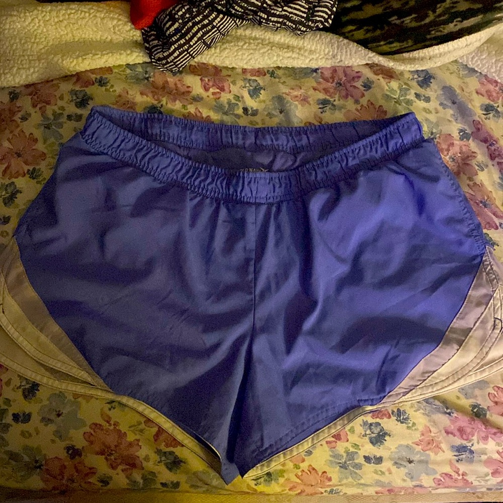 Old Navy running shorts light purple, grey, and white